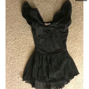 Girls black ballet leotard with skirt